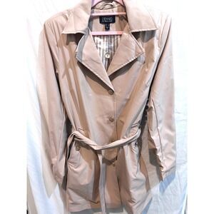 Dennis By Dennis Basso Womens Beige Button Front Belted Trench Coat Size M